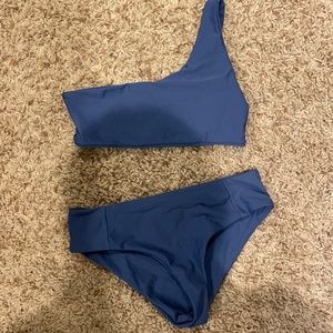 One Strap Blue Swimsuit